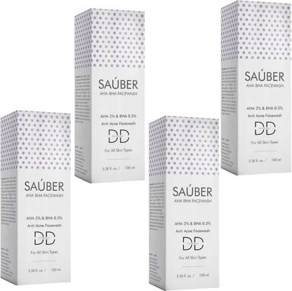 DOOMSDAY SAUBER AHA BHA FACEWASH FOR ANTI ACNE FREE GLOWING SKIN PACK OF-100ml x 4 Face Wash