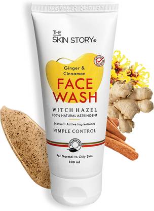 The Skin Story Pimple & Acne Control Facewash, Sensitive, Oily Skin, Ginger, Cinnamon, Hazel Face Wash