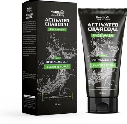 HealthVit Activated Charcoal Facewash | Deep Cleansing, Brightening & Refreshing - 100ml Face Wash