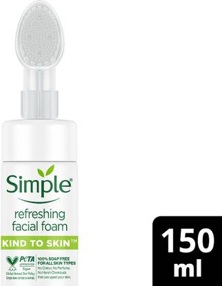 Simple Kind to Skin Refreshing Facial Foam with Brush| No Harsh Chemicals & Parabens Face Wash