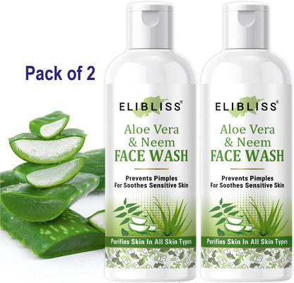 ELIBLISS Neem and Aloe Vera  Enriched with Vitamin E Pack of 2 Face Wash