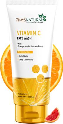 7days natural Vitamin C Face Brightening  for Instant Glow | With Orange Peel Extract- Sulfate & Paraben Free Face Wash
