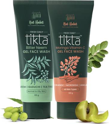 Nat Habit Neem & Vitamin C  Combo – Acne, Oil Control, Glow & Brightening Face Wash
