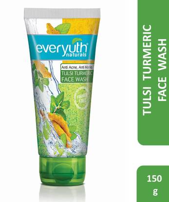 Everyuth Naturals Anti Acne, Anti Marks Tulsi Turmeric |Gentle Exfoliation & Blemish Control Face Wash