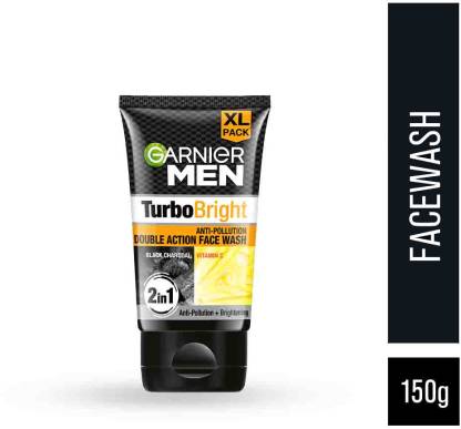 Garnier Men Turbo Bright Double Action, with Vitamin C and Charcoal Face Wash