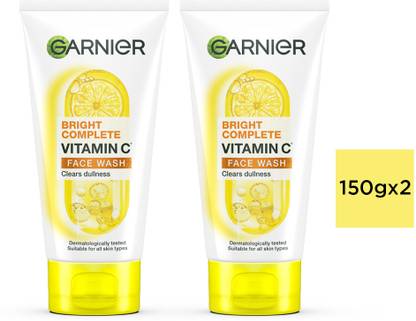 GARNIER Bright Complete VITAMIN C , 150g (Pack of 2)|Brighter and Glowing Skin Face Wash