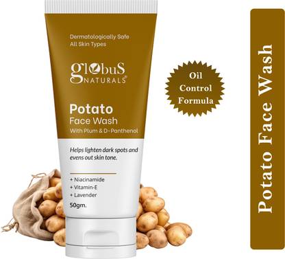Globus Naturals Potato with Plum & D-Panthenol, Helps Lighten Dark Spots and Evens Out Skin Tone Face Wash