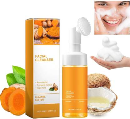 BAIJURAJ Turmeric Facial Cleanser, Turmeric Facial Wash, Turmeric Foaming Cleanser for All Skin Face Wash