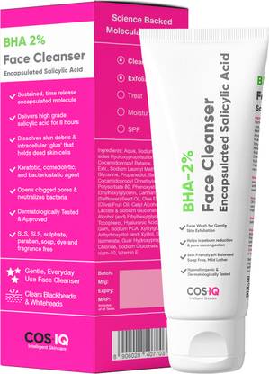 Cos-IQ BHA Salicylic Acid Face wash 2% For Acne & Pimple, Glowing Skin friendly Face Wash