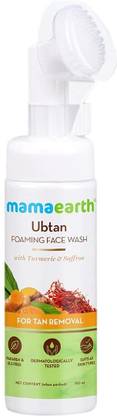 Mamaearth Ubtan Foaming  for Tan Removal with Brush with Turmeric & Saffron Face Wash