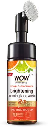 WOW SKIN SCIENCE Vitamin C & Niacinamide Foaming With Built in Brush for Deep Cleansing Face Wash