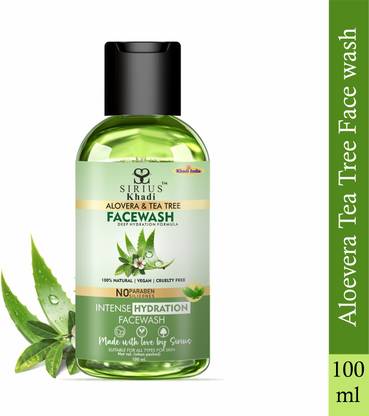 RKG Sirius Khadi Aloevera & Tea Tree  | Oil Control, Acne Protection & Skin Purifying | Paraben-Free & Ayurvedic | Face Wash
