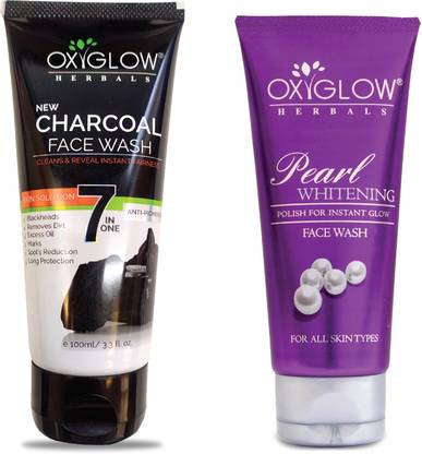 oxy glow herbals Charcoal  100 Gm & Pearl Whitening  100 gm (Combo Pack) Face Wash