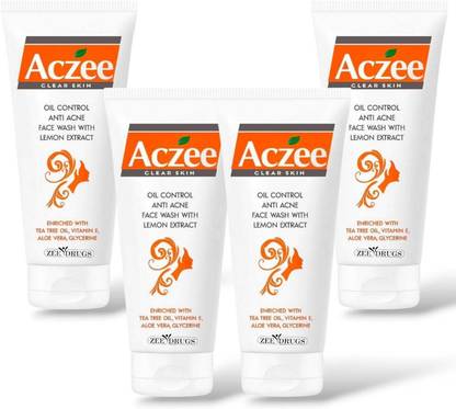 ZEE DRUGS Aczee Facewash Clear Skin Oil Control Anti-Acne  with Lemon Extract - 60g Each (Pack of 4) Face Wash