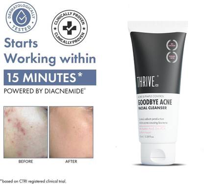ThriveCo Goodbye Acne Cleanser, Reduces Acne, Marks & Sebum, Moisturising  Face Wash