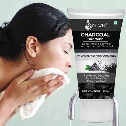 inlazer Charcoal  For Men & Women ~ Anti-Pollution & Deep Detox Formula Face Wash