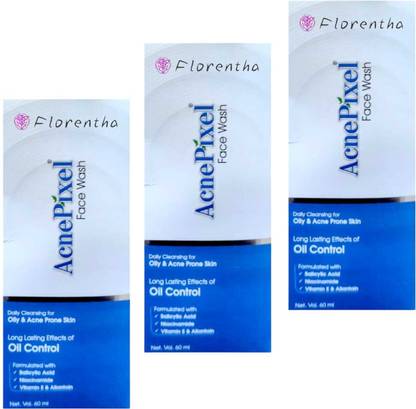 FLORENTHA ACNEPIXEL FACEWASH FOR OIL CONTROL ACNE FREE SKIN PACK OF 60ml x 3 Face Wash