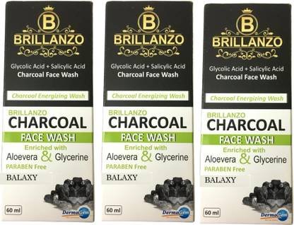 BALAXY BRILLANZO CHARCOAL FACE WASH PACK OF 3 Face Wash