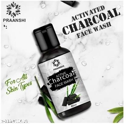 PRAANSHI Original Activated Bamboo Charcoal for All type of Skin with Turmeric & Saffron for Tan removal and brightning Face Wash