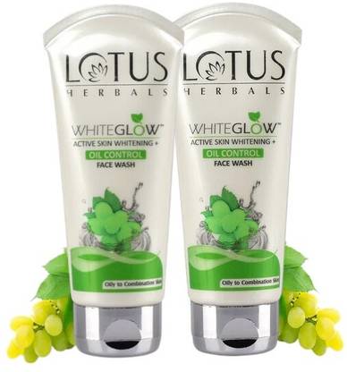 LOTUS HERBALS WHITEGLOW ACTIVE SKIN WHITENING + OIL CONTROL  (combo*100g*2)200g Face Wash