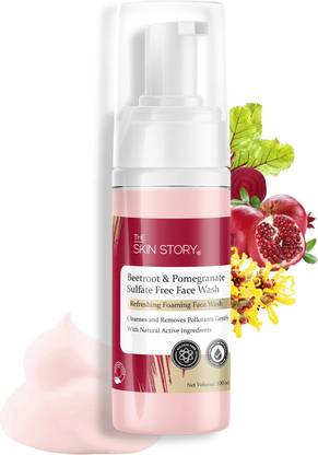 The Skin Story Beetroot & Pomegranate Pore Cleansing Foaming Facewash, Gentle Skin Cleanser Face Wash