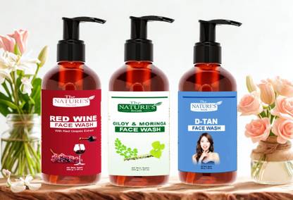 Beleza professional Red Wine + Giloy + De-Tan  Combo | 200ml Each | Skin Detox & Brighten Face Wash