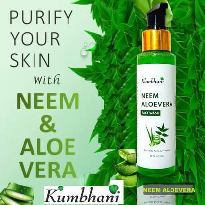 Kumbhani Neem/Aloevera |Deep Cleasing |Prevent Acne |Anti Bacterial  100ml Each Face Wash