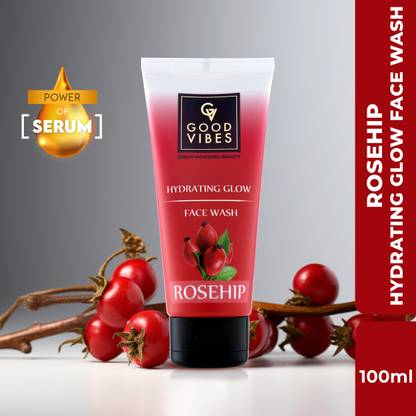 GOOD VIBES Rosehip Hydrating Glow  |Deep Pore Cleansing, Moisturizing, Brightening Face Wash