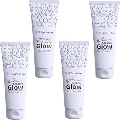FLORENTHA FLOCARE CREAMY GLOW FACE CLEANSER FOR HEALTHY & GLOWING SKIN PACK OF 100ml x 4 Face Wash