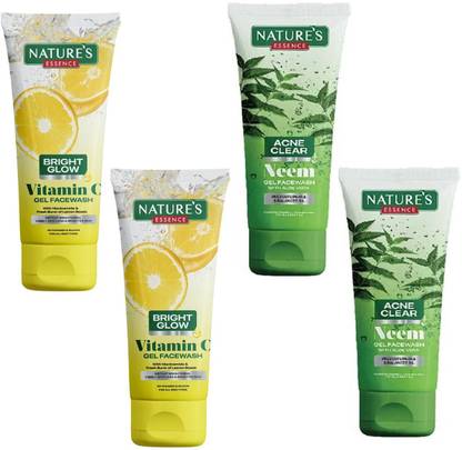 Nature's Essence BRIGHT GLOW VITAMIN C+ ACNE CLEAR NEEM FACE WASH 50G PACK OF 4 Face Wash