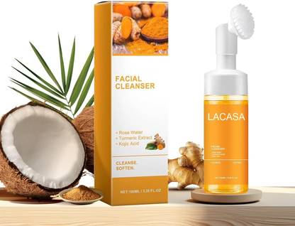 LACASA BEAUTY CARE kojic acid Turmeric  for All Skin Types , Foaming Face Cleanser, Deep Cleansing Facial Skin Face Wash