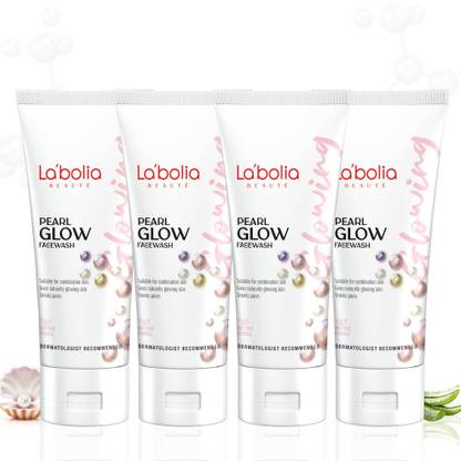 LABOLIA BEAUTE Remove Tanning, Delay Aging, Shrink Pores (Pack of 4x50g) Pearl Glow Face Wash