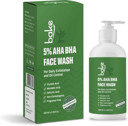 Bake 5% AHA BHA  with 2% Salicylic Acid, Glycolic Acid & Mandelic Acid for Open Pores, Acne & Dark Spots Face Wash