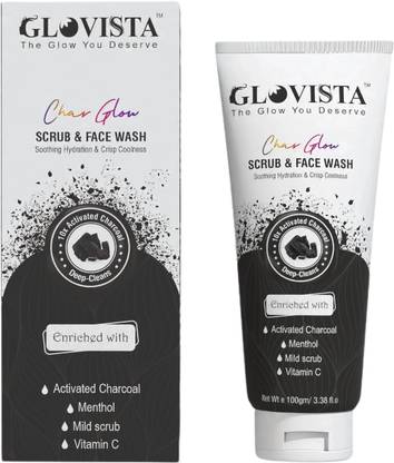 Glovista Activated Charcoal 2-in-1  + Scrub | Oil Control & Deep Clean Face Wash