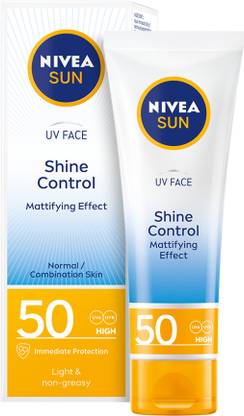 NIVEA Sunscreen - SPF 50 Shine Control, UVA UVB, Lightweight