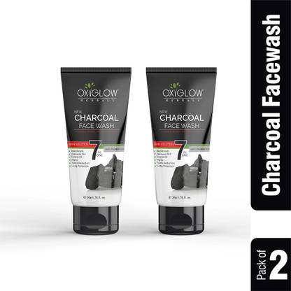 OXYGLOW 7 in one Charcoal |Deep Exofilation|Removes Blackheads & Whiteheads|Pore Cleansing|Spots & Oil Reduction  Face Wash