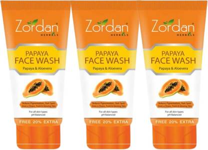 ZORDAN Papaya Face wash contains Papaya & Aloevera. It helps to remove Pigmentation & Blemishes from skin (Pack of 3) Face Wash