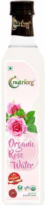Nutriorg Organic Rose Water | 100% Pure Gulab Jal | Steam-Distilled & Ayurvedic | Edible Face Wash