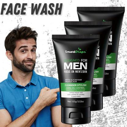 smartdrops Men Facewash For Brightening Face Cleanser, Remove Dull Skin  Face Wash