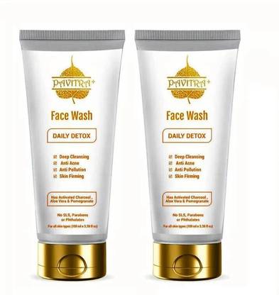PavitraPlus Organic Activated Charcoal Acne Oil and Pollution Control  Combo (Pack of 2) Face Wash