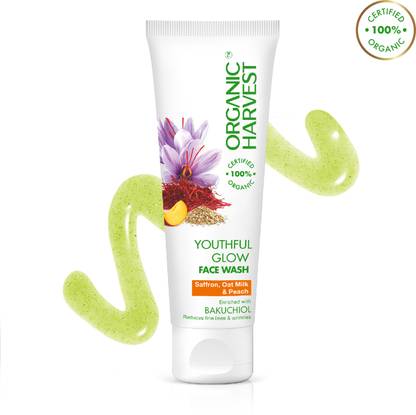 Organic Harvest Youthful Glow Face Wash Saffron & Oat Milk, Reduces Wrinkles,Ideal for Dry Skin