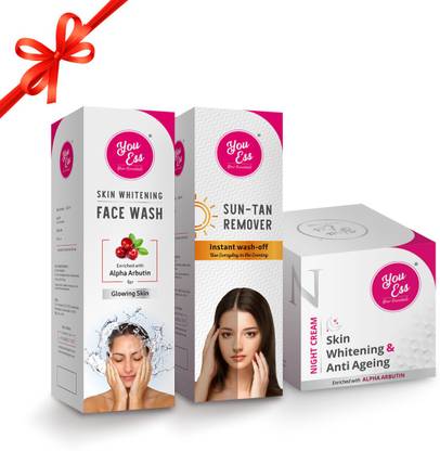 you ess | Skin Whitening | Face wash (200ml) + Night Cream (50g) + Tan Remover Face Wash