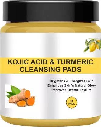 POMORA Kojic Acid & Turmeric Cleansing Pads (50Pads)| Brighten & Energizes Skin Face Wash