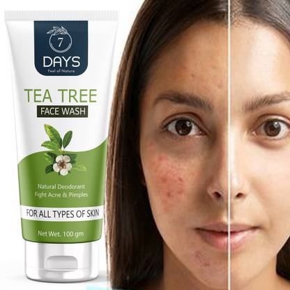7 Days Organic Tea Tree with Natural Deodorant fight acne & Pimples Face Wash