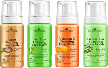 PARK DANIEL Argaan, Tea Tree, Vitamin C & Green Tea Foaming  Pack of 4 150ML(600ML) Face Wash