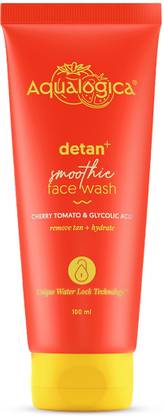 Aqualogica Detan+ Smoothie Facewash with Cherry Tomato & Glycolic Acid | Facial Cleanser | Gently Cleanses & Reduces Tan Face Wash