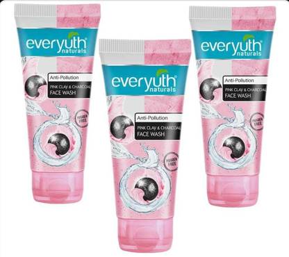 Everyuth Naturals Anti Pollution Pink Clay & Charcoal 50g Pack of 3 Face Wash