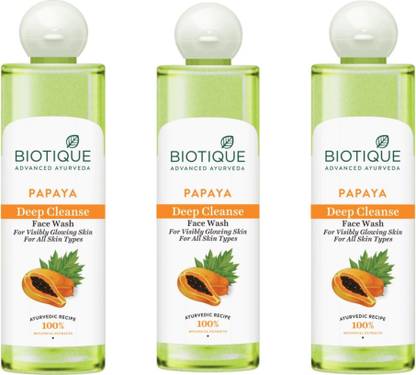BIOTIQUE Papaya Deep Cleanse, 200ml (Pack of 3) Face Wash
