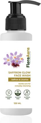 FloraAura Saffron Glow Facewash For Gentle Cleansing Brightening with Saffron and Licorice Extracts Face Wash