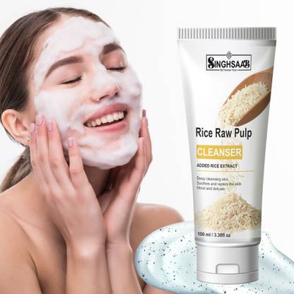 SINGH SAAB Rice Raw Pulp Cleanser - Hydrating & Deep Cleansing , Removes Excess Oils & Reduce Blemishes Face Wash